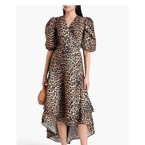 GANNI Leopard Cotton Wrap Dress - Worn Once!